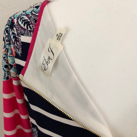 Eliza J Beautiful Hot Pink, Navy and White Dress! - Picture 6 of 6